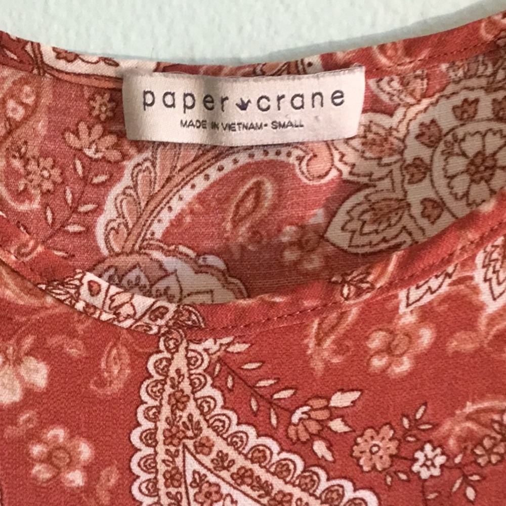 Paper Crane Rust Paisley Tiered Short-Sleeve Tunic - Picture 2 of 6